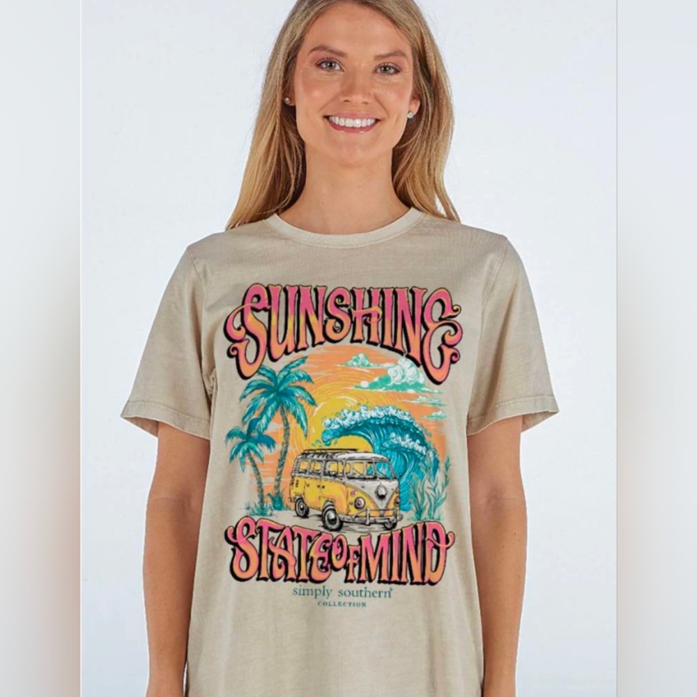 Assorted Sizes- Simply Southern Sunshine Washed Cream T-Shirt-NWT - Picture 2 of 5